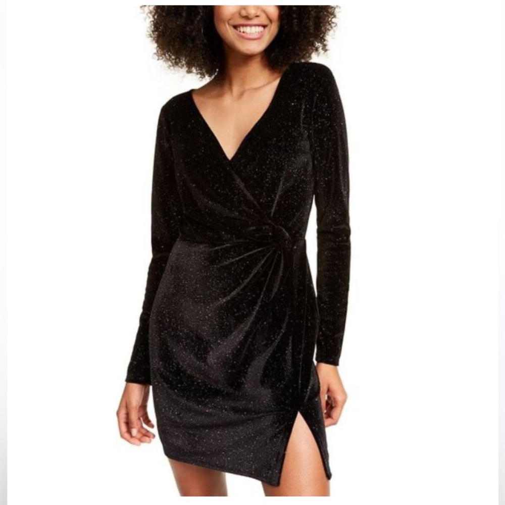 BCBG Black Sparkle Long Sleeve Dress Size 2 NWT